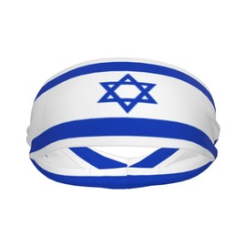 Flag of Israel Sports Sweatband Head Bands for Women Men - Moisture-Wicking Non-Slip Headband for Running Yoga Workout Fitness and Gym