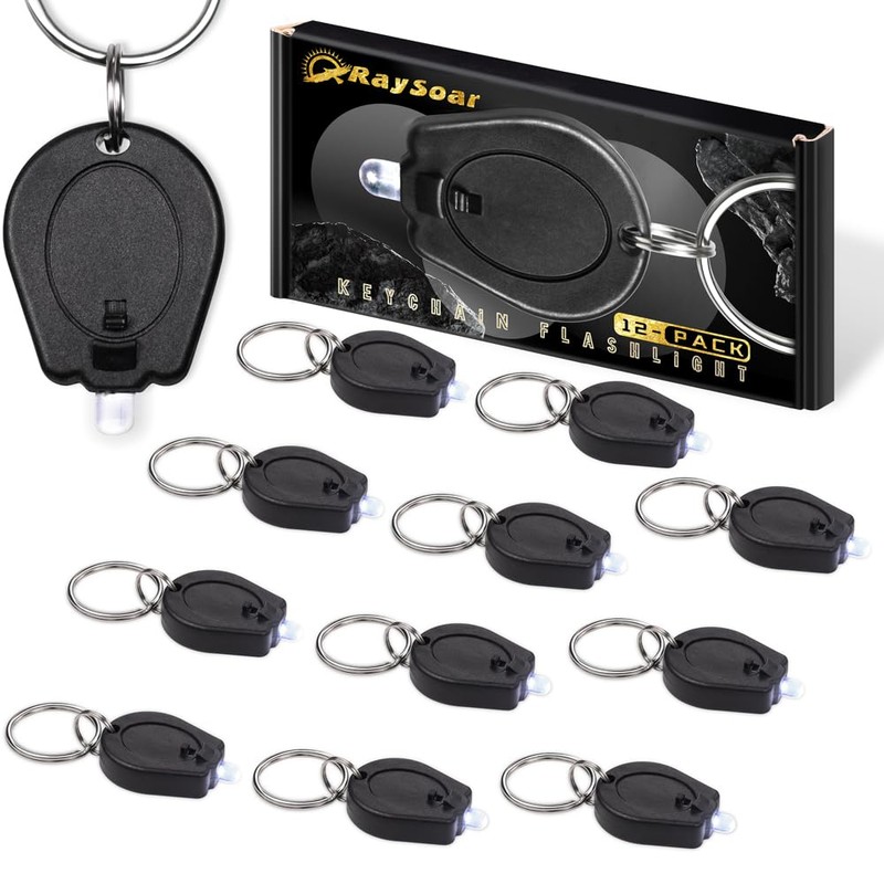RaySoar 12 Pack Ultra Bright Mini LED Keychain Flashlight, Small