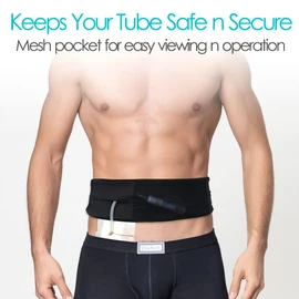 Breathable PD Catheter Holder Belt Peritoneal Dialysis Belt with Elastic Slit Mesh Pouch for Feeding Tube Accessories Transfer Set Fixation Nursing Supplies Men Women Adult, Medium