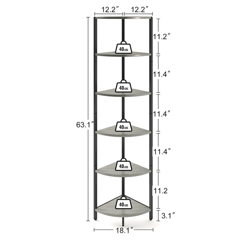 IRCPEN 6 Tier Corner Shelf, Industrial 63.1" Tall Ladder Corner