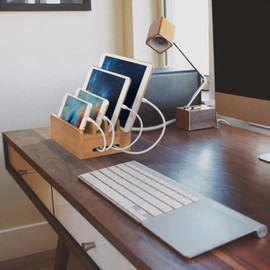Cell Phone Tablet Stand, Bamboo Charging Station Desktop Charging Dock Holder for All Android Smartphone Phone 11 Pro Xs Xs Max Xr X 8 7 6 6s Plus 5 5s 5c Charging
