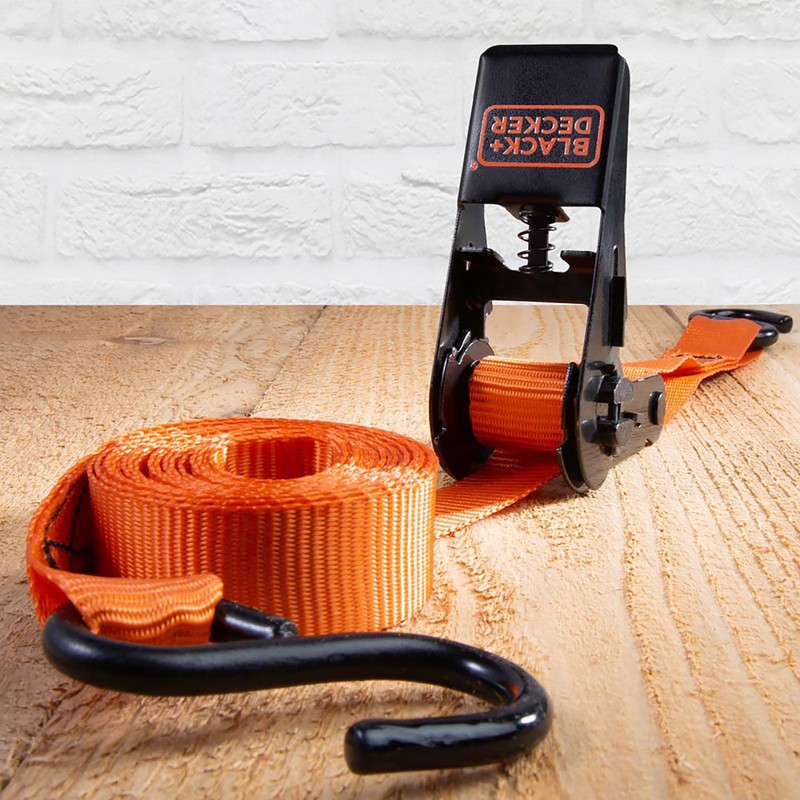 BLACK+DECKER BD1005 Black/Orange 1" x 10' Ratchet Tie Down Straps