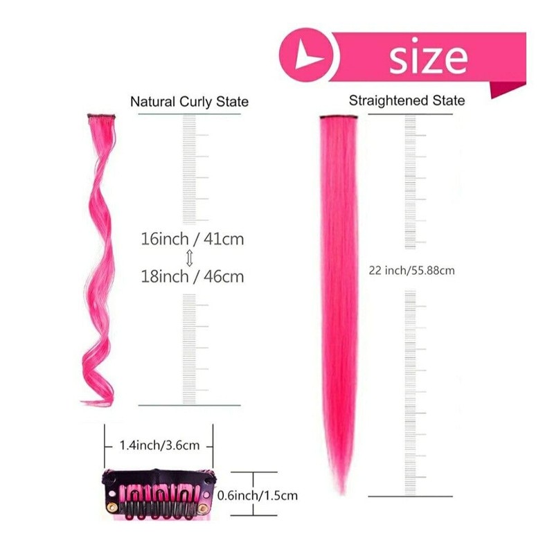 2 x Clip-In Hair Extension Highlights Streaks, Colourful Hair Highlights