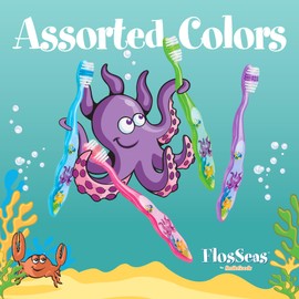 Practicon FlosSeas Child Dental Care Kit, Travel Size Bundle w/Toothbrush, Crest Toothpaste and Flossers, TSA Friendly Kids Oral Care Kit