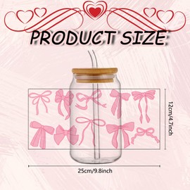UV DTF Cup Wraps for 16 oz, 6 Pcs Cute Bow UV DTF Cup Wraps Pink White Plaid Cup Wraps Mini Heart Wave Point DTF Cup Wraps for Glass Cups Furniture Craft Wood DIY Crafts