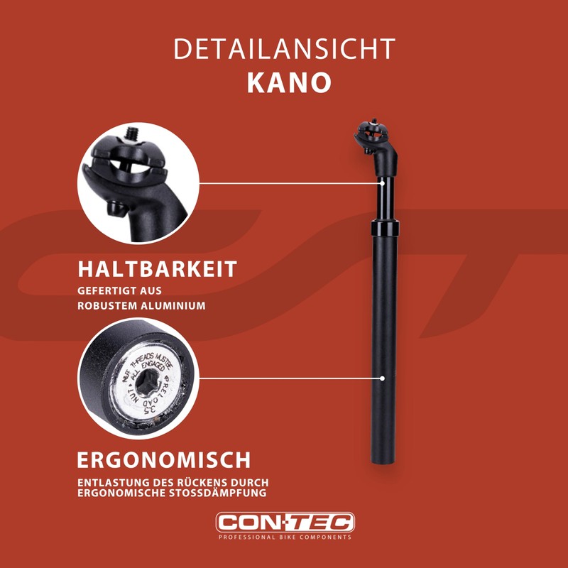 CONTEC Kano Bicycle Spring Seat Post, 31.6 mm Spring-Loaded Saddle