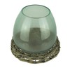 8 Inch Diameter Glass Terrarium Vase with Wicker Base