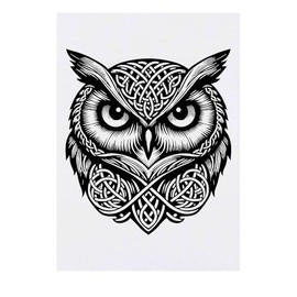 Azeeda 'Keltische Eule' Temporäres Tattoo - Hautfreundlicher & Ungiftiger Abziehbild · Wasserfest (TO00085175)