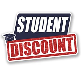 2 x 10cm Student Discount Vinyl Sticker Shop Till Counter Window Sale #5207 (10cm Wide x 6.5cm Tall)