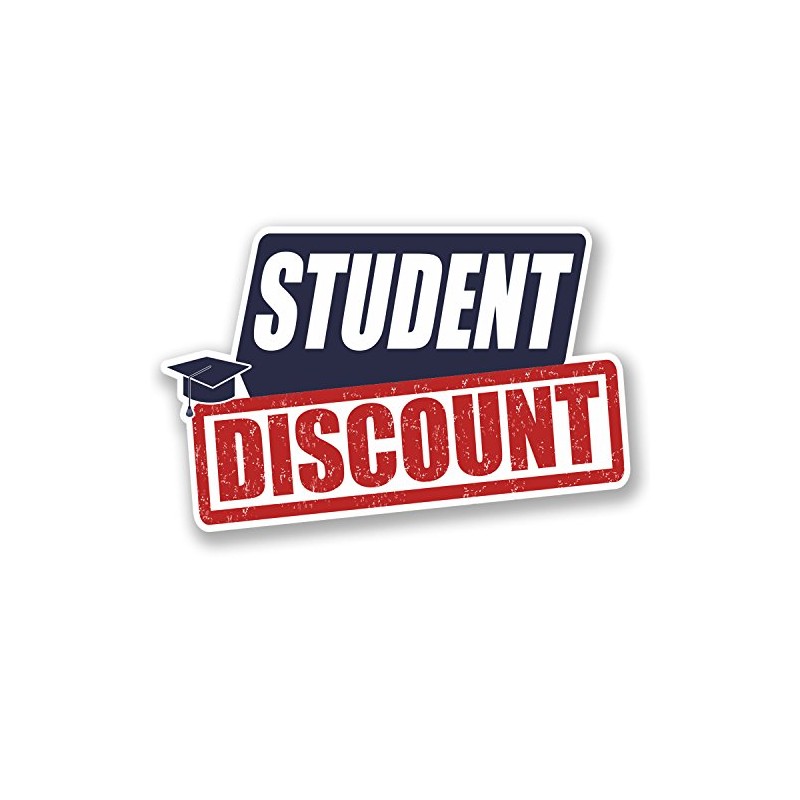 2 x 10cm Student Discount Vinyl Sticker Shop Till Counter