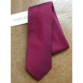 Ledbury New Ledbury Men's Tilbury Geometric Print Dark Red 100% Silk Neck Tie, One Size