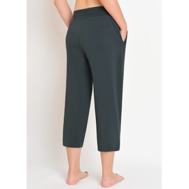 Weintee Women's Cotton Capri Pants with Pockets L Dim Gray