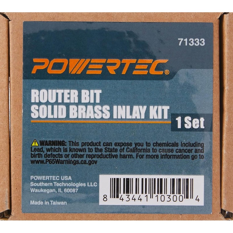 POWERTEC 72028 Router Bits Solid Brass Inlay Kit | for