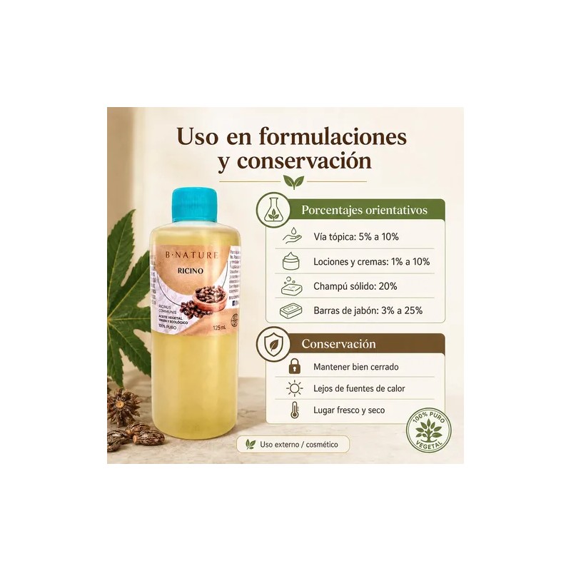Aceite De Ricino B Nature 100 Puro 125ml Prensado En