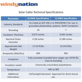 WindyNation Pair 90 Feet Black + 90 Feet Red 12 Gauge Solar Panel Extension Cable Wire Solar Connectors