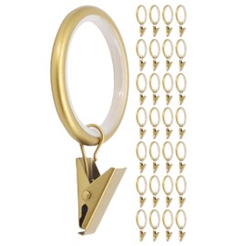 Meriville Drapery Curtain Rings with Clip - 1.5-Inch Inner Diameter, Fits Up to 1 1/4-Inch Rod (Set of 28 with Insert, Royal Gold)