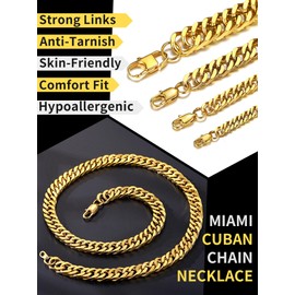 Gold Chain Men Gold Cuban Chain Chunky Chain Necklace Stainless Cuban Link Chain for Men