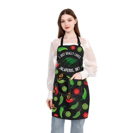 BDPWSS Jalapeno Lover Gift Chilli Pepper Apron With Pockets Spicy Food Lover Gift I Just Really Love Jalapenos Fan Gift (Love Jalapenos APCA)