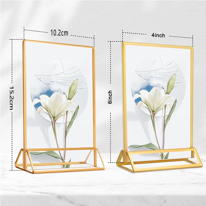 Bluweet Double Sided Picture Frame 6 Pieces, A6 Gold Place