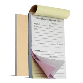 2 Packs Maintenance Request Forms,100 Sets 3 Part Carbonless Repair Request Forms,50 Sets Each Pad 5.5 x 8.5 Inch