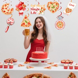 SHADOAMP Pizza Party Decorations, 24pcs Italian Food Themed Hanging Swirls Double-Sided Printed Ceiling Swirls 8 Styles for Italian Food Pizza Bridal Shower Bachelorette Engagement Party Supplies