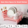 YOFUGA Cute Pink Dish Drying Rack with Drainboard,Dish Racks for