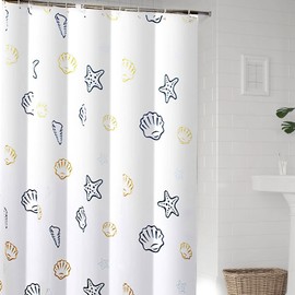 Waterproof Fabric Shower Curtain Thick Bathroom Curtain (Sea, 180x180cm)