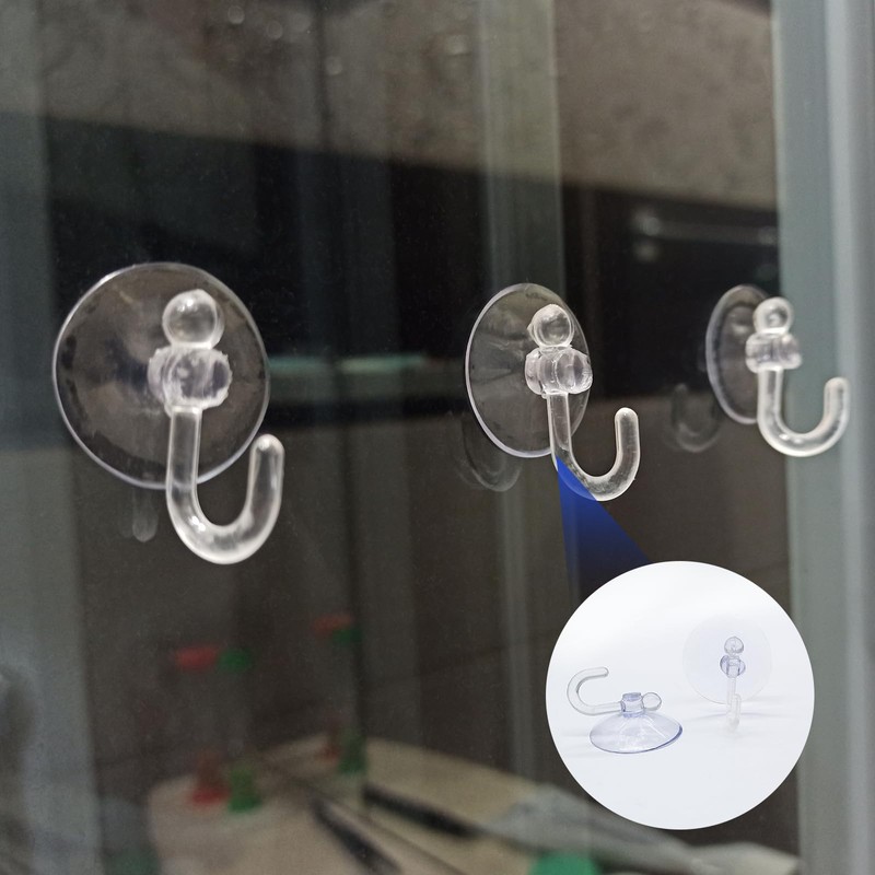 Kyuionty 30 Pack Suction Cup Hooks, 30mm Clear Plastic Suction