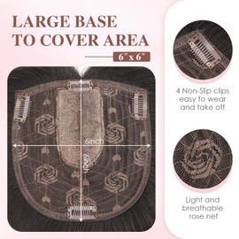 S-noilite 14-Inch Fringe Bang Long Straight Hair Topper with Clip for Women with Thinning Hair, Synthetic, Natural Black