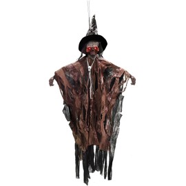 70CM Halloween Hanging Ghost Decoration with Glowing Eyes And Creepy Sounds