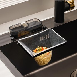 yazi Triangular Corner Drain Net, Drainage Gutters, Garbage Receptor, Kitchen, Triangular Corner, Foldable, Vacuum Suction Cup Type, Food Waste Stand, Upgrade Fixing Power, Kitchen Drainer, Triangular