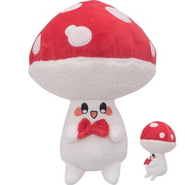Yulefly Red Cute Mushroom Plush Mushroom Stuffed Animal Squishy Kawaii Dolls Soft Plushies Gift for Birthday Valentine, 9.8 inch