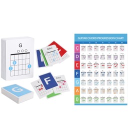 Guitar Chords Cards and Guitar Chord Chart- 56 Guitar Chord Flash Cards Deck- Guitar Notes Flash Card - Perfect Guitar Learning Tool, Guitar Practice, Guitar Fretboard Training Tool