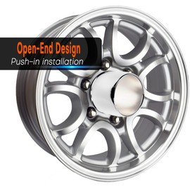 GTownWorks 4Pcs 4.25inch Wheel Center Caps Fit 4.25" Center Bore Truck Trailer RV SUV Wheels Rims, Carbon Steel Chrome Open-end Push Through Hub Covers