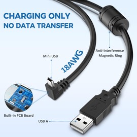 YQMAJIM for Garmin GPS Charger Cable,(6Ft 18AWG) Mini USB GPS Power Cord for Garmin Nuvi,90 Degree GPS Replacement Charging Wire,GPS Charger Cables for Garmin Drivesmart 65,Zumo XT,Dezl,Navigation