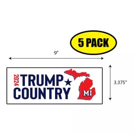 Tampa Printing 5 PACK 3.37"x 9" TRUMP COUNTRY MICHIGAN Sticker Decal Gift MAGA Trump BS0100