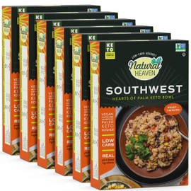 Natural Heaven Hearts of Palm Keto Food, Prepared Meals, Meals Ready to Eat, Plant Based Gluten Free Superfood with Black Beans, Quinoa, Sweet Corn, and Southwest Seasonings (Pack of 6, 9 Oz Ea)