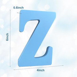 AOCEAN 6 Inch Blue Wood Letters Unfinished Wood Letters for Wall Decor Decorative Standing Letters Slices Sign Board Decoration for Craft Home Party Projects (Z)