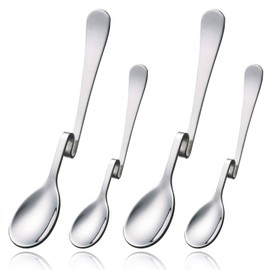4 Stainless Steel Spoons with Curved Handles, Long Drink Spoon with Kinks, Latte Macchiato Spoon, Stainless Steel, Coffee Spoon, Honey Spoon with Curved Handles
