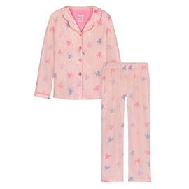 Sleep On It Girls Pajamas Set 2-Piece Pajama Coat and Sleep Pants For Kids With Matching Schrunchie Pink Unicorn