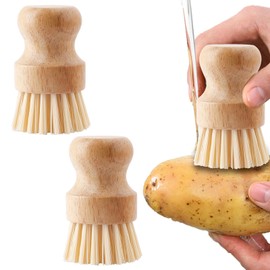 Pack of 2 Vegetable Brush, Dishwashing Brush, Wooden Mushroom Brush, Kitchen Brush, Dish Brush, for Dishes, Pots, Pans, Dishwashing Brush, Pot Brush, Dish Brush, Kitchen Sink, for Cleaning