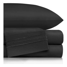 HILOS Juego De Sábanas King Size Negras Ultra Suave Tipo Hotel