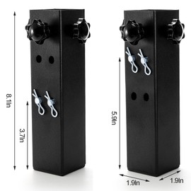 WUWEOT 4 Pcs Table Leg Extenders for Folding Tables, Adjustable Metal Square Straight and Bent Legs Risers, 2 Levels/Heights Table Height Extenders for Rise 3.7"/ 5.9"