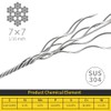 1/16 Wire Rope, 200FT 304 Stainless Steel Cable with 100Pcs
