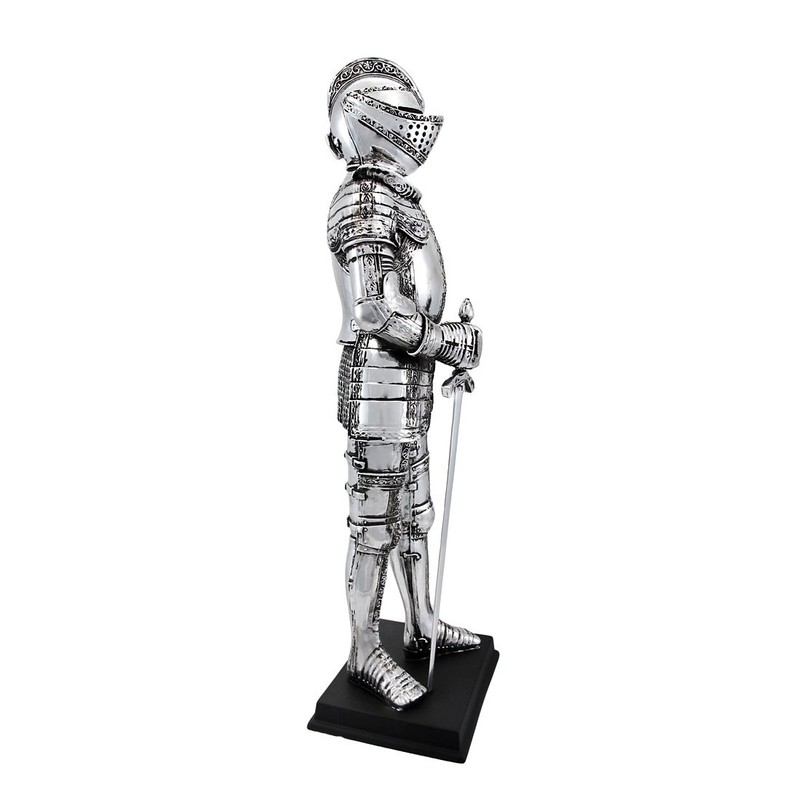 Veronese Silver Finish Medieval Knight In Armor Statue Figure Armour