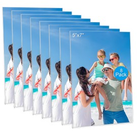 Douildhaiy 8 Pack Magnetic Picture Frames for Refrigerator, 5x7 Magnetic Photo Holders for Fridge, Acrylic Magnetic Picture Frame for Displaying Frames,Children Artworks