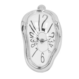 Wall Clock Silent Twisted Vintage Decorative Clock Home Accessory Distorted Clock for Living Room Bedroom Office Silver