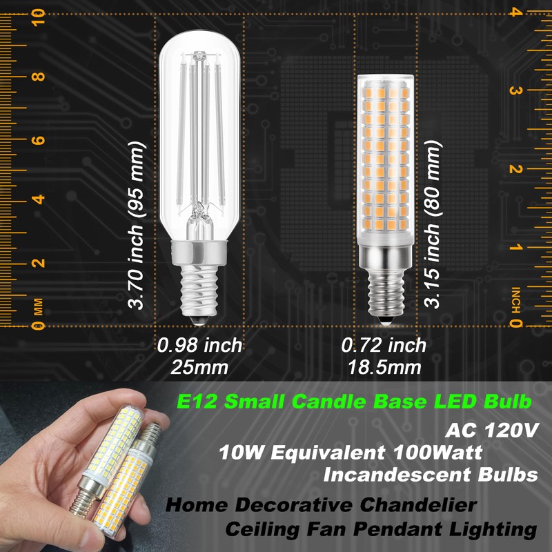 Hylroe E12 Dimmable LED Candelabra Light Bulbs 100 Watt Equivalent