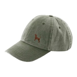 THE HOUSE OF DOG: Beagle Owner Gift. Distressed Vintage Washed 100% Heavyweight Brushed Cotton Embroidered 6 Panel Low Profile Baseball Cap. Olive