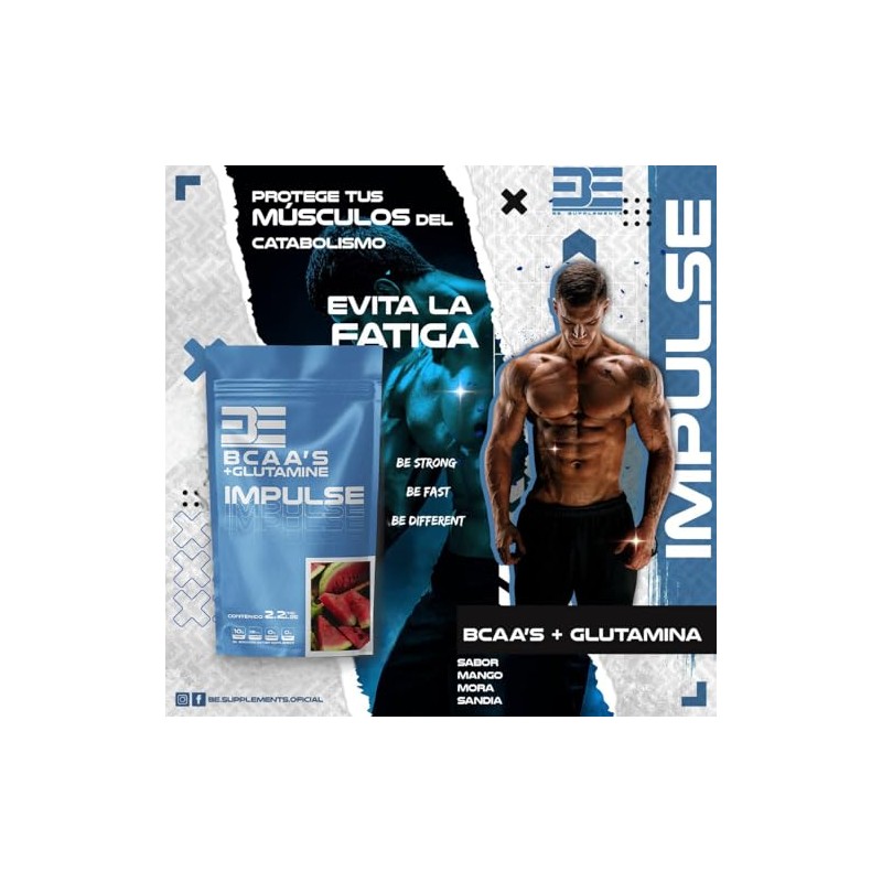 Impulse Bcaas Glutamina 1 Kg 50 Servicios sabor sandia